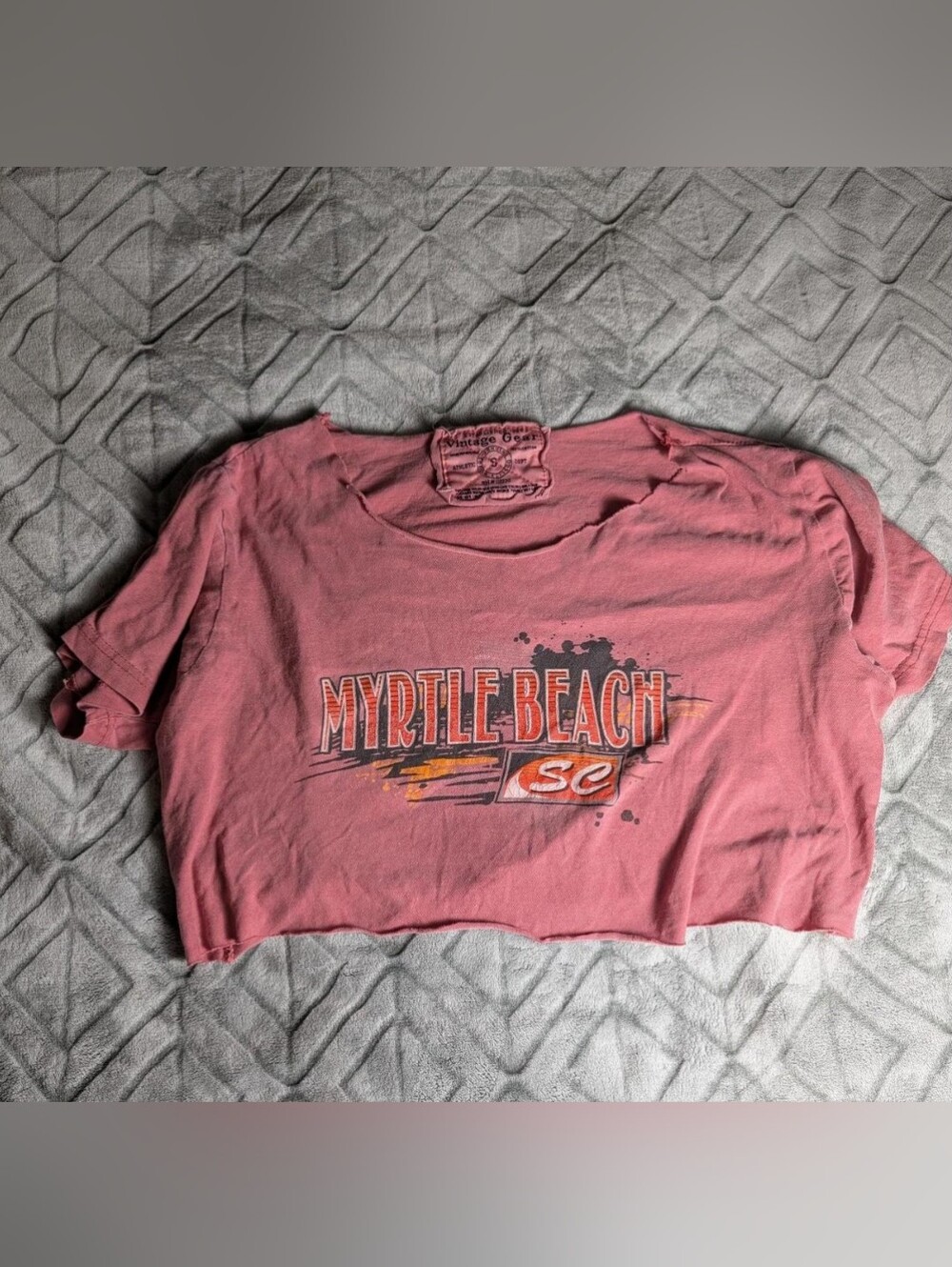 Vintage Gear Crop Top With Myrtle Beach Graphic